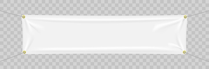 White textile banner with folds