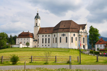 view of the Wieskirche church in Wies, Germany