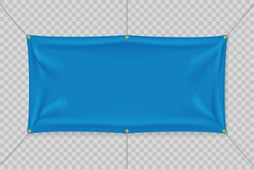Blue textile banner with folds