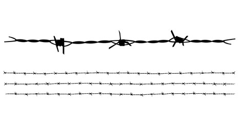 Silhouette Barbed wire template vector ideal for decorate illustration or background. - obrazy, fototapety, plakaty
