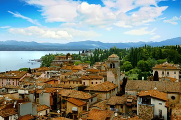panoramic view of the city of Sirmione, Italy