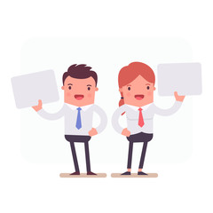 Vector Illustration on a theme of office work. Characters from a series of funny clerks. Cartoon office manager