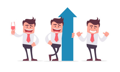 Vector Illustration on a theme of office work. Characters from a series of funny clerks. Cartoon office manager