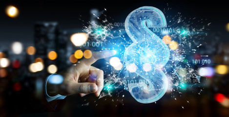 Businessman using 3D rendering digital paragraph law symbol