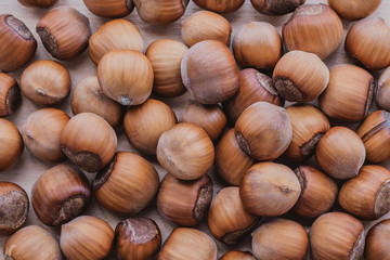 lots of nuts, whole hazelnuts