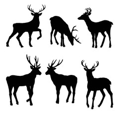 vector large collection of deer silhouettes