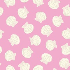 Fototapeta na wymiar Hand drawn vector illustrations - seamless pattern of seashells. Marine background.