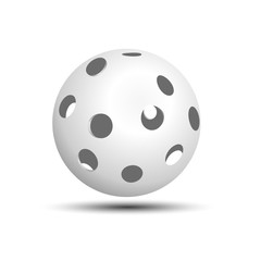 Floorball ball white on a white background with a shadow