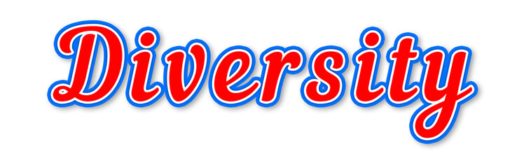 DIVERSITY - elegant red text written on white background