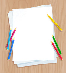 White paper on with color pencils