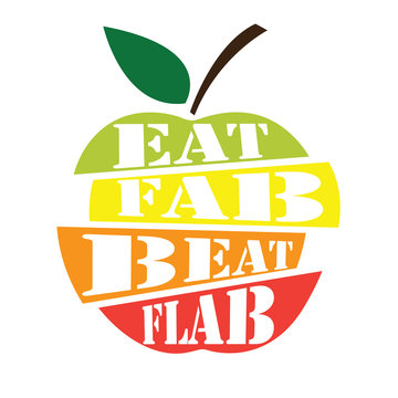 Eat Fab, Beat Flab Quote Design In The Shape Of An Apple