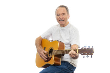 Senior Guitarist Isolated on White