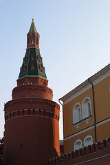 Arsenal Kremlin tower with the Arsenal building in Moscow, Russia