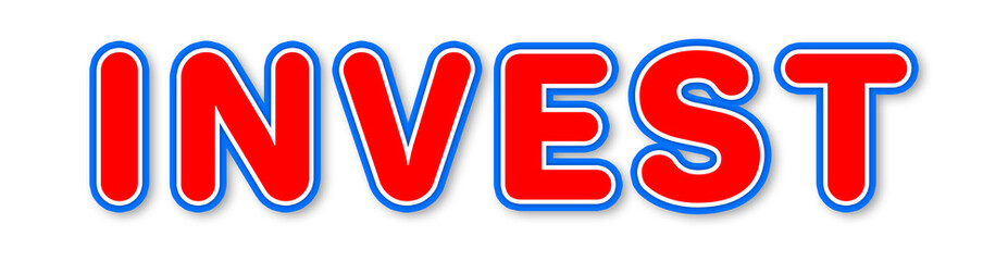 Invest - elegant red text written on white background