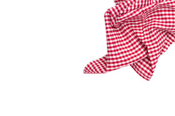 
Red napkin in cage isolated on white background