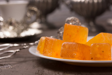 Delicious orange marmalade and silver antique nippers