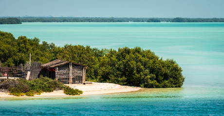 wooden cabin in the sea