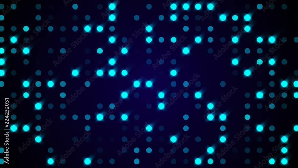 Poster rows of glitter glamour particles lights with random switch on, computer generated night club backgr