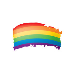 Grunge rainbow flag isolated on white background.