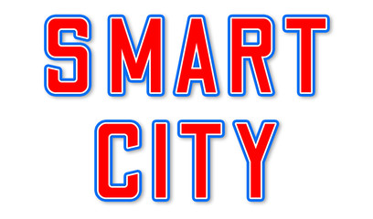 SMART CITY - elegant red text written on white background