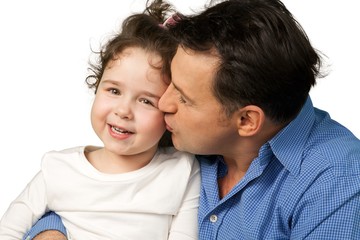 Portrait of a Father Kissing Little Daughter