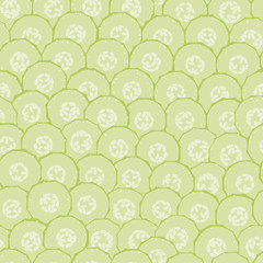 Seamless vector pattern with cutted cucumbers
