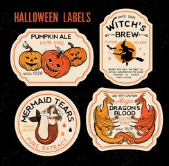 Halloween Bottle Labels Potion Labels. Vector Illustration. - 224233285