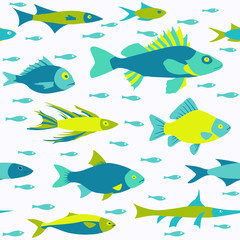 Vector seamless pattern with fish
