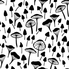 Vector seamless pattern with mushrooms