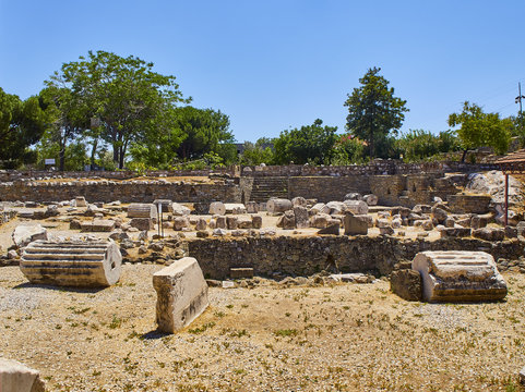 The Ruins Of The Mausoleum Of Halicarnassus, One Of The Seven Wonders Of The World. Bodrum, Mugla Province, Turkey.