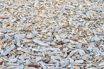 Weathered wood chips in perspective
