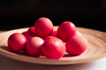 eggs on a wooden platter