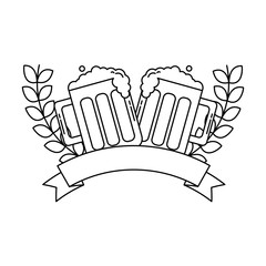 two beer glasses drink celebration emblem