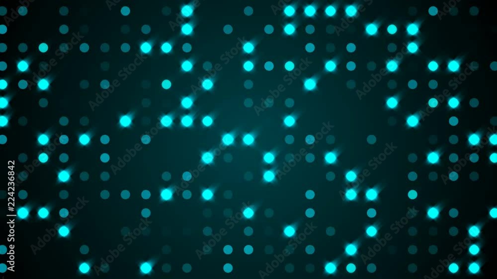 Poster rows of glitter glamour particles lights with random switch on, computer generated night club backgr
