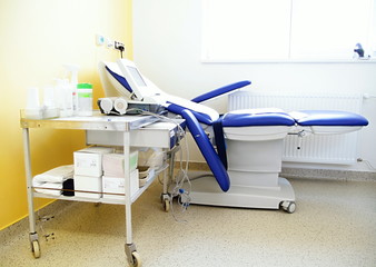 gynecologic bed at a women clinic