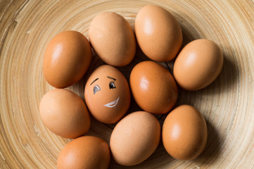 eggs in wooden utensils