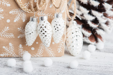 Craft gift package, christmas pine cone