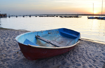 Lonely old boat on the shore