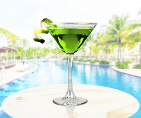 Glass of alcohol  cocktail on background