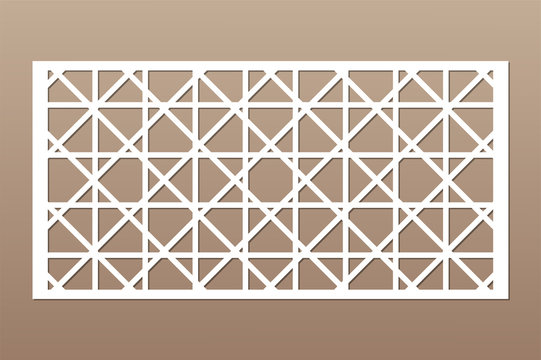 Decorative card for cutting. Abstract geometric linear
pattern. Laser cut. Ratio  1:2. Vector illustration.