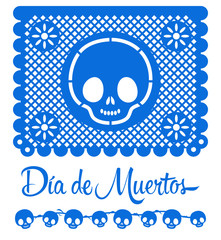 Dia de Muertos, Day of the death spanish text mexican traditional holiday  decoration elements vector design