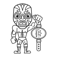 Cartoon mexican wrestler luchador pose. Vector illustration