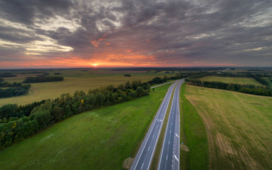 Highway at sunset