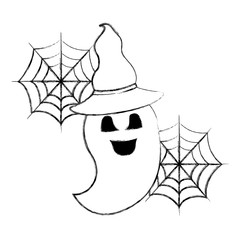 halloween funny ghost with hat celebration