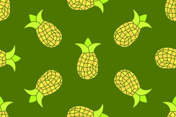 Seamless pattern of yellow pineapple seamless pattern. Vector