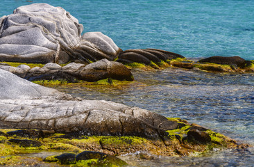 Famous Kolimbitres beach and big stones in Paros, Greece.