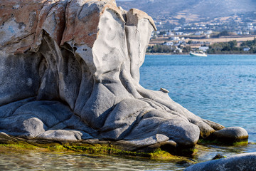 Fototapeta na wymiar Famous Kolimbitres beach and big stones in Paros, Greece.