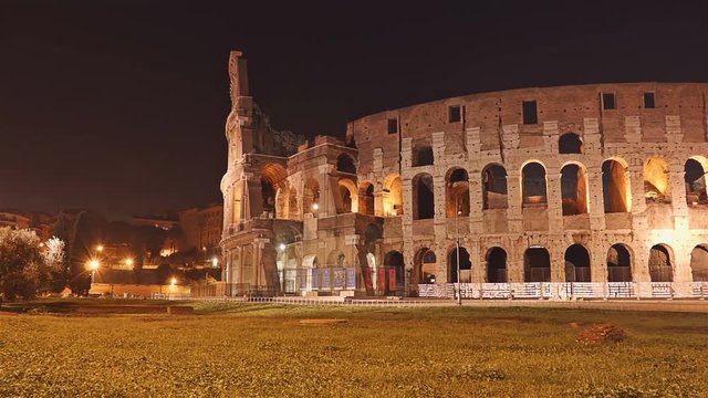 Time Lapse Of Colosseum, Rome, Italy, Monument From Roman Empire