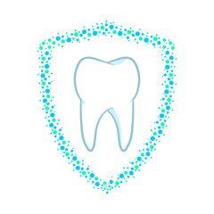 Tooth. Shield. Vector illustration.
