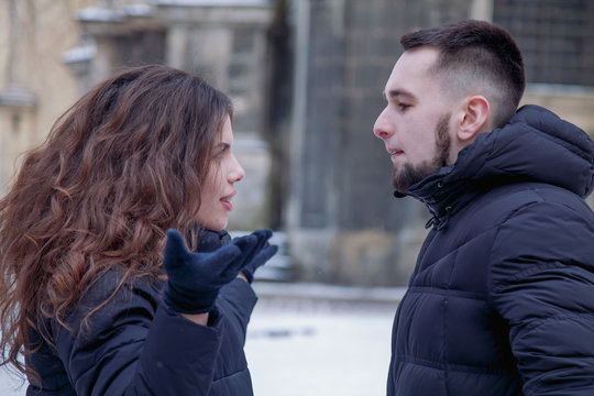 Angry woman shouting on her husband. Conflict, dominance, gender inequality, aggression concept.